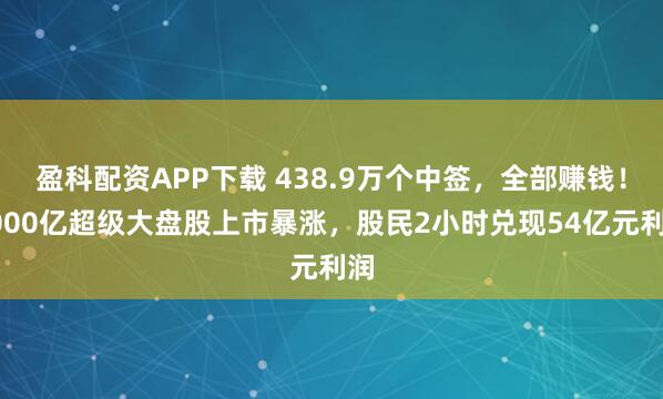 盈科配资APP下载 438.9万个中签，全部赚钱！3000亿超级大盘股上市暴涨，股民2小时兑现54亿元利润